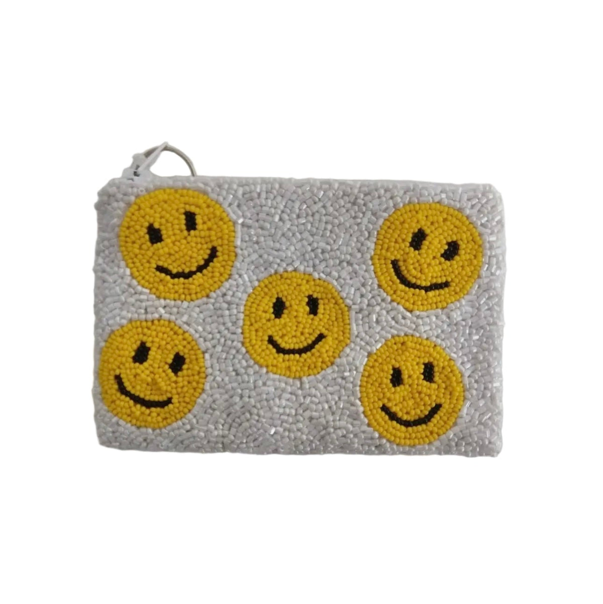 Smileys Beaded Coin Purse-White