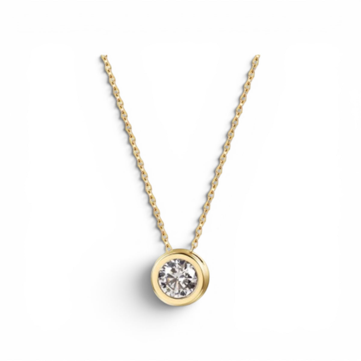 Bezel Necklace Gold