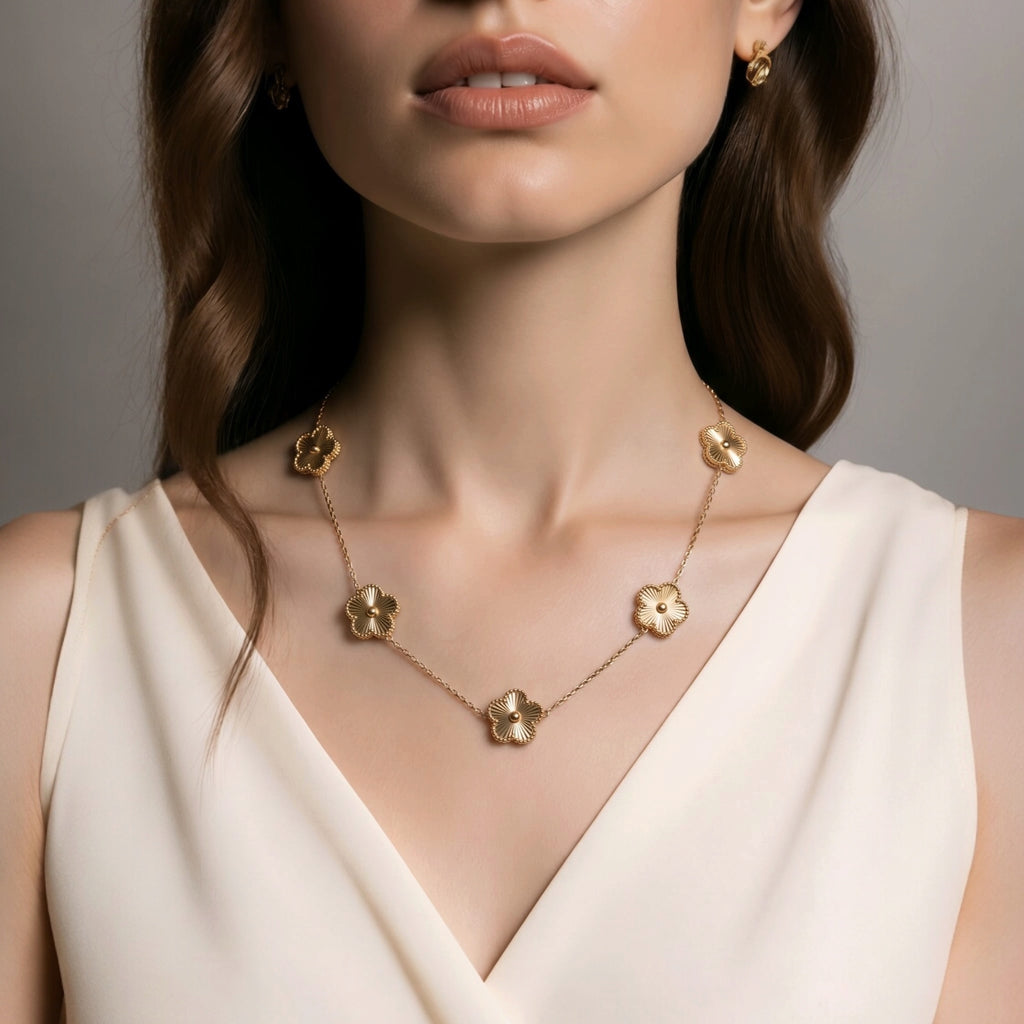 Gilded Clover Station Necklace